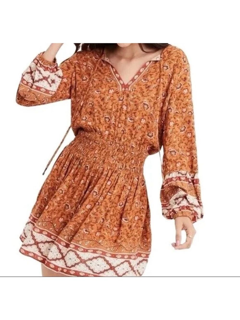 American Eagle Bohemian Terracotta Floral Mini Dress Size XL